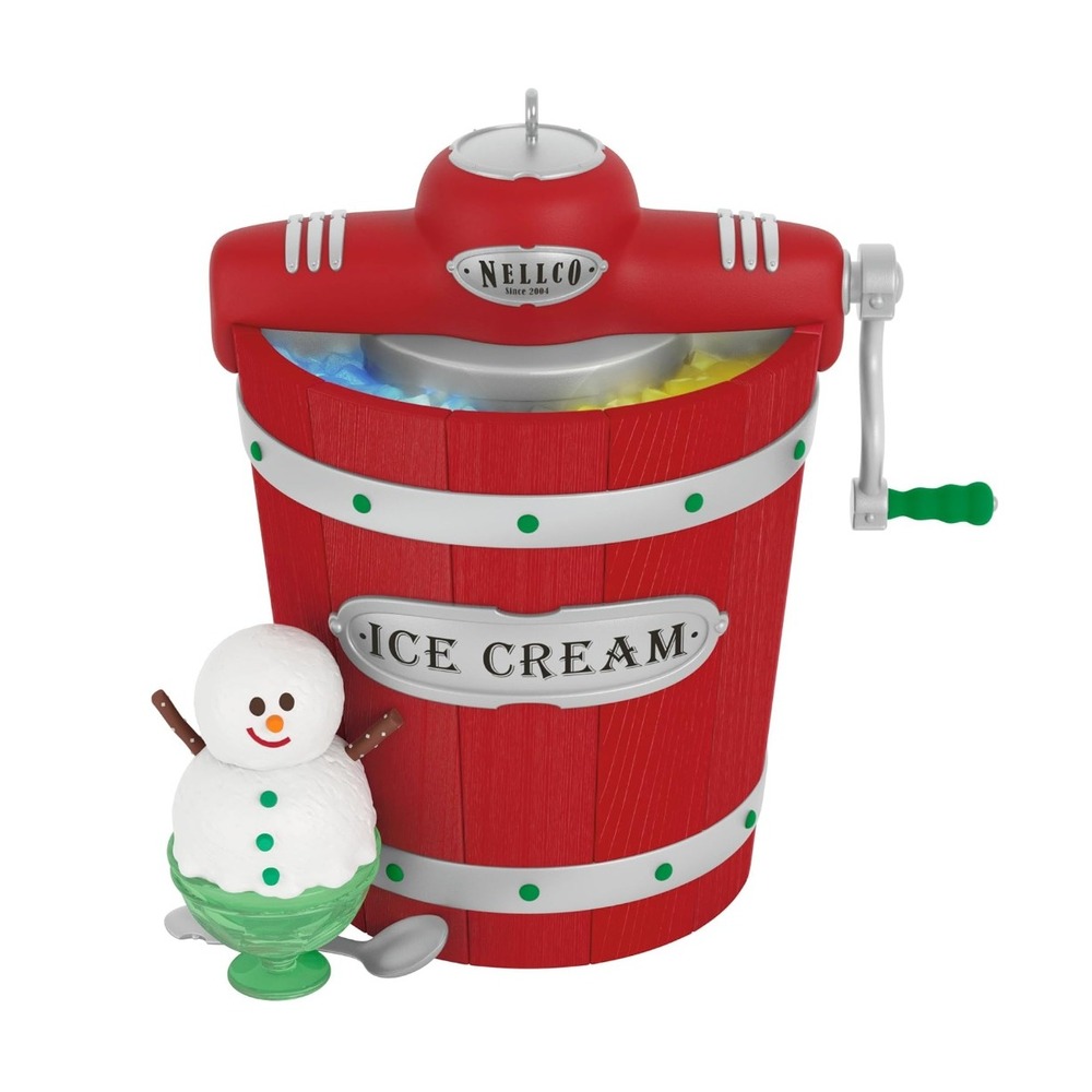 Hallmark Keepsake 2025 Nellco Ice Cream Maker Musical Light Ornament Snowman